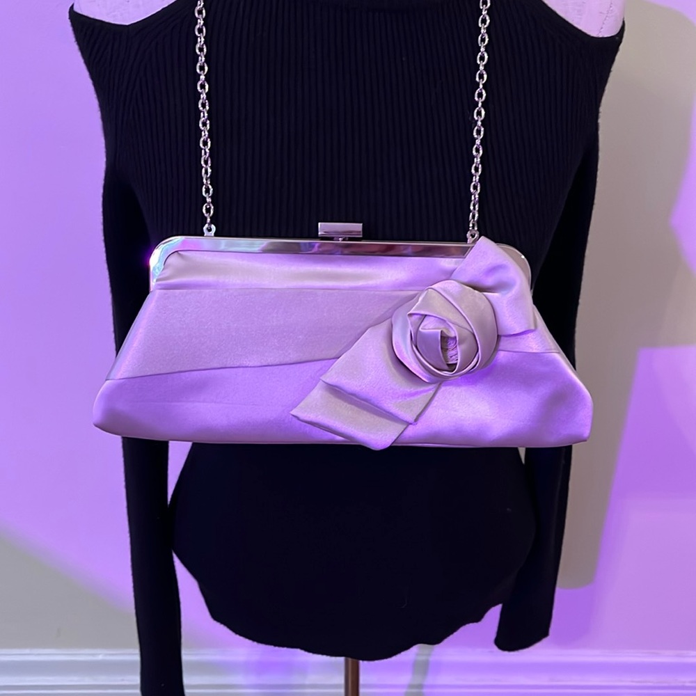 Beautiful Vintage (never used) Satin Silver Evening Bag